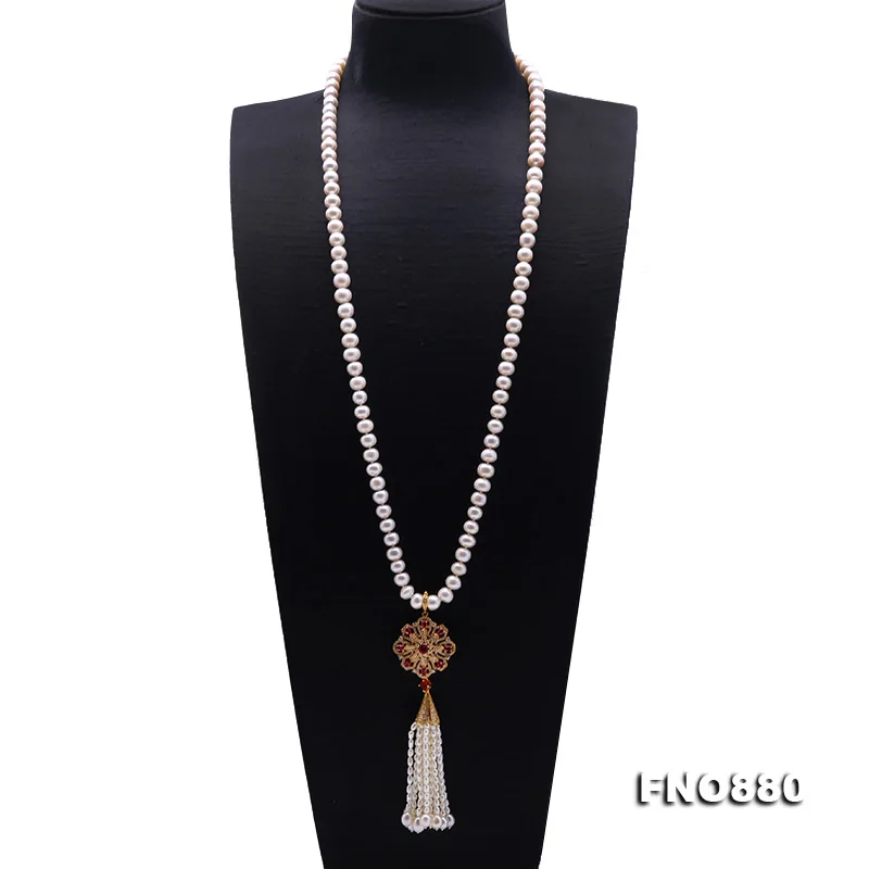JYX Long Tassel Pearl Necklace for women 9-10mm White Near Round natural freshwater pearl chains
JYX Long Tassel Pearl Necklace for women 9-10mm White Near Round natural freshwater pearl chains