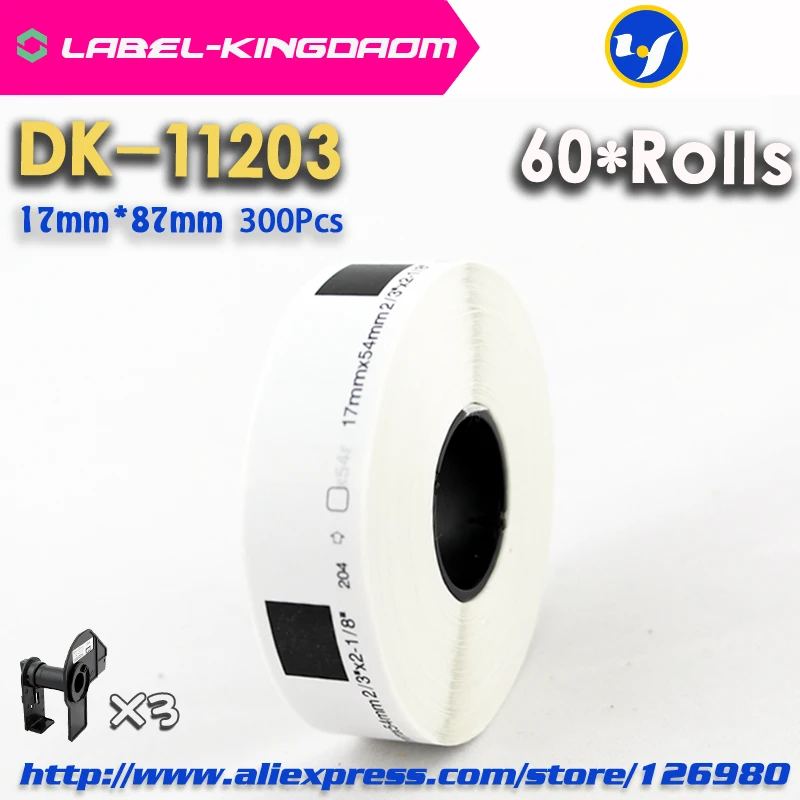 60 Refill Rolls Compatible DK-11203 Label 17mm*87mm 300Pcs Compatible for Brother Label Printer White Paper DK11203 DK-1203
60 Refill Rolls Compatible DK-11203 Label 17mm*87mm 300Pcs Compatible for Brother Label Printer White Paper DK11203 DK-1203