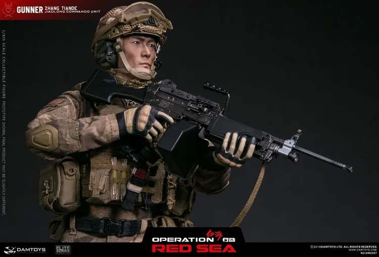 Scale 1/6 figure DAMTOYS Red Sea PLA Navy Marine Corps “Jiaolong” Special Operations Brigade SAW Gunner Zhang Tiande "Rocky"
Scale 1/6 figure DAMTOYS Red Sea PLA Navy Marine Corps “Jiaolong” Special Operations Brigade SAW Gunner Zhang Tiande "Rocky"