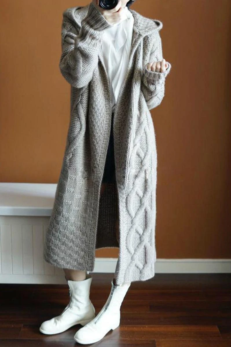2020 New Winter Cashmere Sweater Women's Hood Long Loose Cardigan Over Knee Thickening Twist Jacket Hoodie Wool Free Shipping
2020 New Winter Cashmere Sweater Women's Hood Long Loose Cardigan Over Knee Thickening Twist Jacket Hoodie Wool Free Shipping