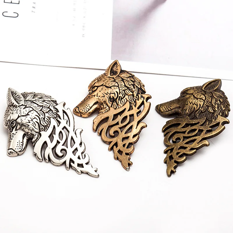 White Black Antique Golden Silver Plated Engraved Wolf Head Hollow Ornament Brooches For Men
White Black Antique Golden Silver Plated Engraved Wolf Head Hollow Ornament Brooches For Men