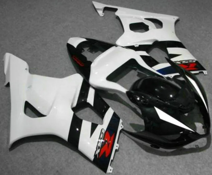 100% fit for GSXR1000 03 04 white black fairings set GSXR 1000 2003 2004 D