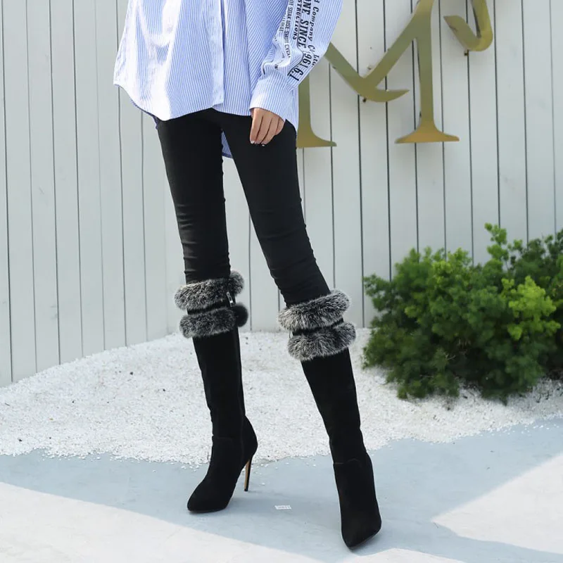 Winter Women Fashion Casual Long Knee High Boots High Thin Heels Short Plush Worm Inside Zipper Pointed Toe Rome Faux Fur Solid
Winter Women Fashion Casual Long Knee High Boots High Thin Heels Short Plush Worm Inside Zipper Pointed Toe Rome Faux Fur Solid
