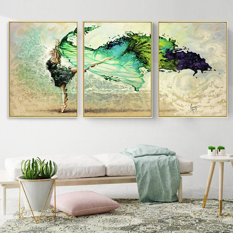 HAOCHU Canvas Art Print Painting Poster Triple Mural Impression Dancing Girl Green Skirt Butterfly Dance Home Decor Living Room
HAOCHU Canvas Art Print Painting Poster Triple Mural Impression Dancing Girl Green Skirt Butterfly Dance Home Decor Living Room