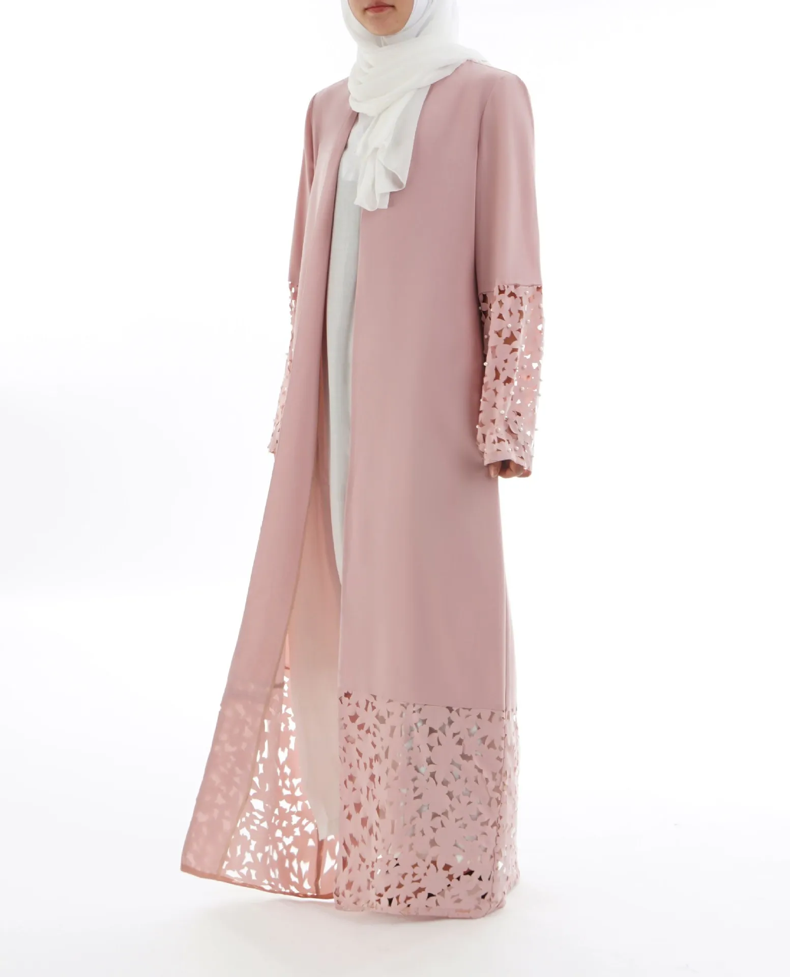High-end Muslim dress Flower Cutting Hand-made Pearl Full-length Coat Turkey Abaya Muslim Women's Dresses Cardigan Robe
High-end Muslim dress Flower Cutting Hand-made Pearl Full-length Coat Turkey Abaya Muslim Women's Dresses Cardigan Robe
