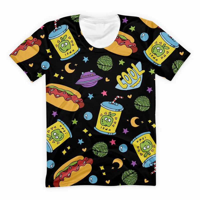 Cool Soda Juice T Shirt Kawaii Harajuku Shirt Burger and Spaceship/moon Star Element T-shirt Women/men's Summer Tops Streetwear
Cool Soda Juice T Shirt Kawaii Harajuku Shirt Burger and Spaceship/moon Star Element T-shirt Women/men's Summer Tops Streetwear