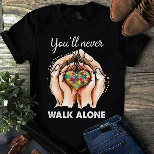 Мужская футболка с рисунком аутизма, youwill Never Walk Alone, черная хлопковая Новая модная мужская/Мужская брендовая одежда, летняя футболка в стиле хип-хоп для фитнеса, дизайн
Мужская футболка с рисунком аутизма, youwill Never Walk Alone, черная хлопковая Новая модная мужская/Мужская брендовая одежда, летняя футболка в стиле хип-хоп для фитнеса, дизайн