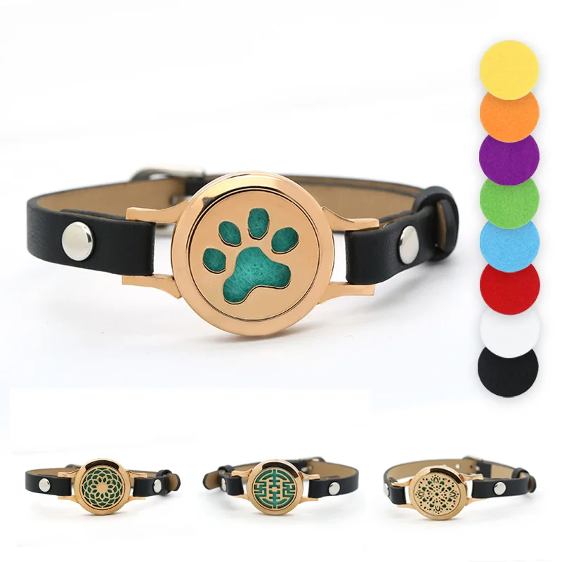 25mm Rose gold Magnetic Dog Paw Stainless Steel Aromatherapy Essential Oil Locket Bracelet Diffuser Locket Leather Bracelet
25mm Rose gold Magnetic Dog Paw Stainless Steel Aromatherapy Essential Oil Locket Bracelet Diffuser Locket Leather Bracelet