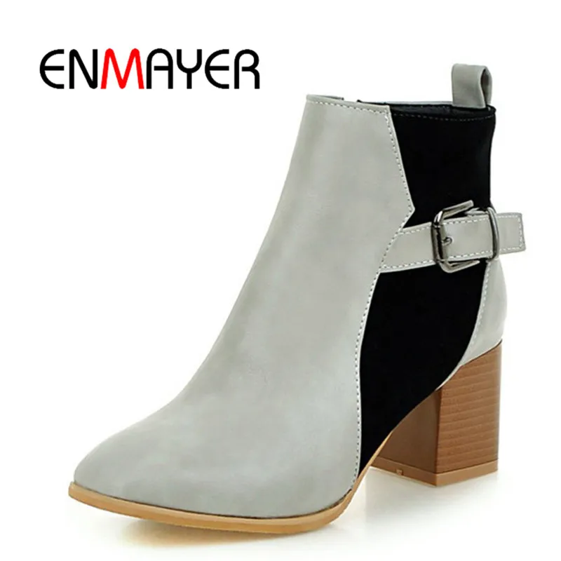 ENMAYER New Arrival lady square heel multi color ankle boots women elegant buckle strap zip boots Big size 34-43 ZYL301
ENMAYER New Arrival lady square heel multi color ankle boots women elegant buckle strap zip boots Big size 34-43 ZYL301