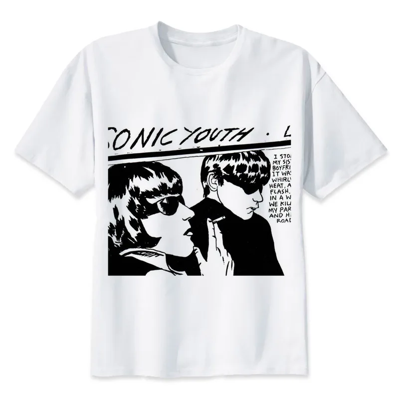 Футболка с принтом sonic youth мужская летняя футболка Модная белая короткими