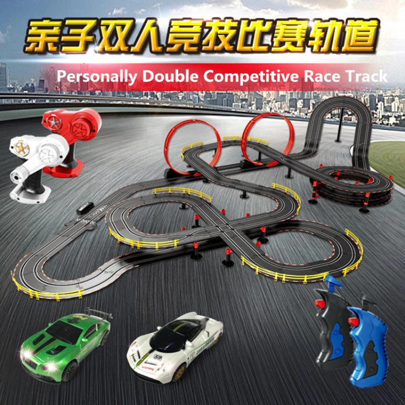 Double large competition 1:43 electric track DIY assembled Parent-Child Interactive Remote Control Hand Shake Racing Orbit Car
Double large competition 1:43 electric track DIY assembled Parent-Child Interactive Remote Control Hand Shake Racing Orbit Car