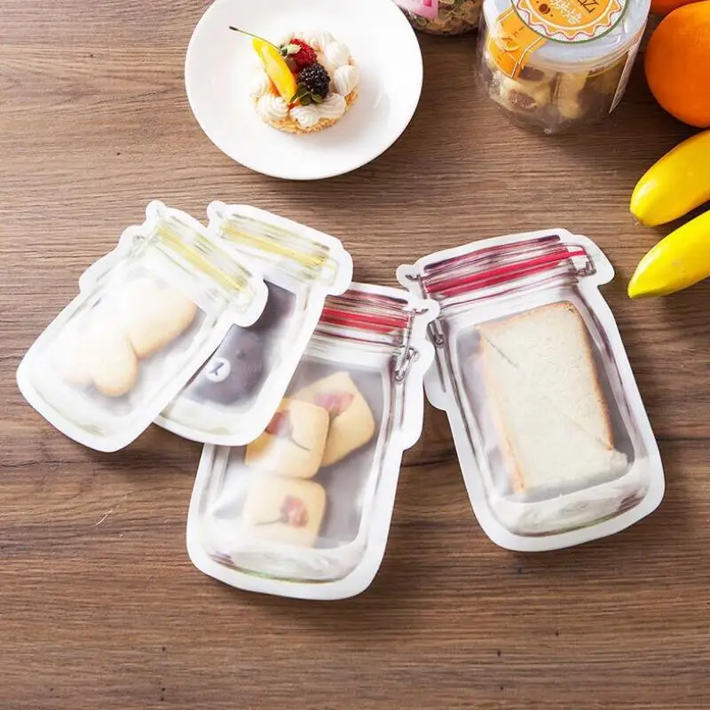 Safe Zippers Storage Bags Plastic Mason Jar Shaped Food Container Reusable Eco Friendly Snacks Bag LX4045
Safe Zippers Storage Bags Plastic Mason Jar Shaped Food Container Reusable Eco Friendly Snacks Bag LX4045