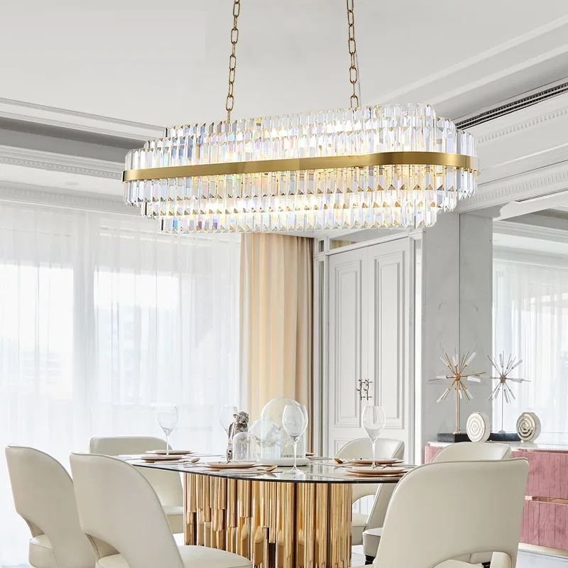 Modern rectangular crystal dining room lamp gold meeting room decoration living room can be customized
Modern rectangular crystal dining room lamp gold meeting room decoration living room can be customized