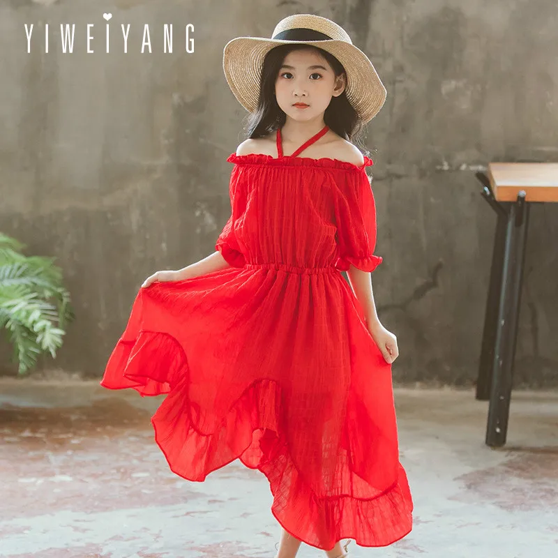 Girls' Summer Dresses 2018 New Girls' Irregular Dress, Chiffon, Middle and Large Girls A Word Collar Dress
Girls' Summer Dresses 2018 New Girls' Irregular Dress, Chiffon, Middle and Large Girls A Word Collar Dress