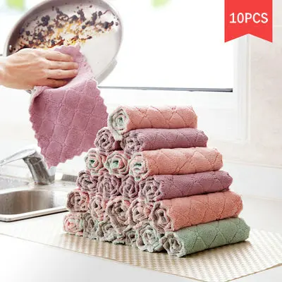 10PCS Kitchen Dish Towel Cleaning Cloth Thick Coral Velvet Scouring Pad Absorbent Dish Wash Cloth
10PCS Kitchen Dish Towel Cleaning Cloth Thick Coral Velvet Scouring Pad Absorbent Dish Wash Cloth