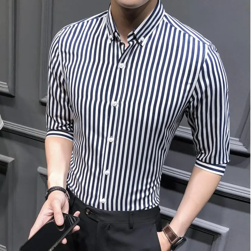 2021 brand Tops Fashion Male summer pure cotton Half sleeve Business shirt/Men's High quality lapel stripe Casual shirts S-5XL
2021 brand Tops Fashion Male summer pure cotton Half sleeve Business shirt/Men's High quality lapel stripe Casual shirts S-5XL