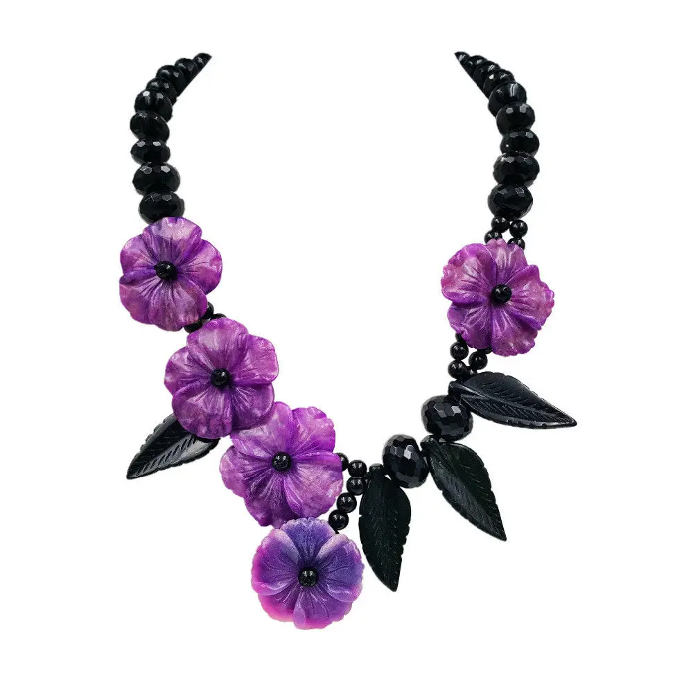 Natural Stone Black Agates New Jades Leaf Dye Sugilite color Jades Flowers Handmad 20inches
Natural Stone Black Agates New Jades Leaf Dye Sugilite color Jades Flowers Handmad 20inches