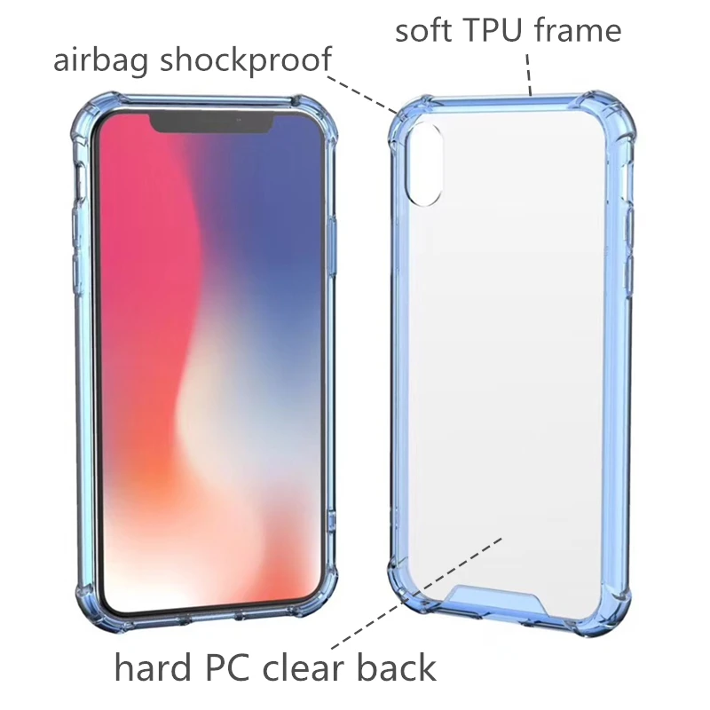 Для iphone XS MAX Прозрачный чехол для Apple XR 6 1 дюймовый Жесткий ПК + мягкий с рамкой из