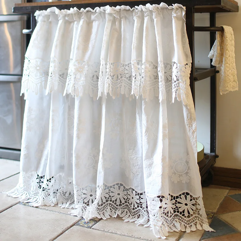 European Style Hollow Flower Embroidery Short Valance Curtain Korean White Lace Half Sheer Panel For Window Kitchen Door
European Style Hollow Flower Embroidery Short Valance Curtain Korean White Lace Half Sheer Panel For Window Kitchen Door