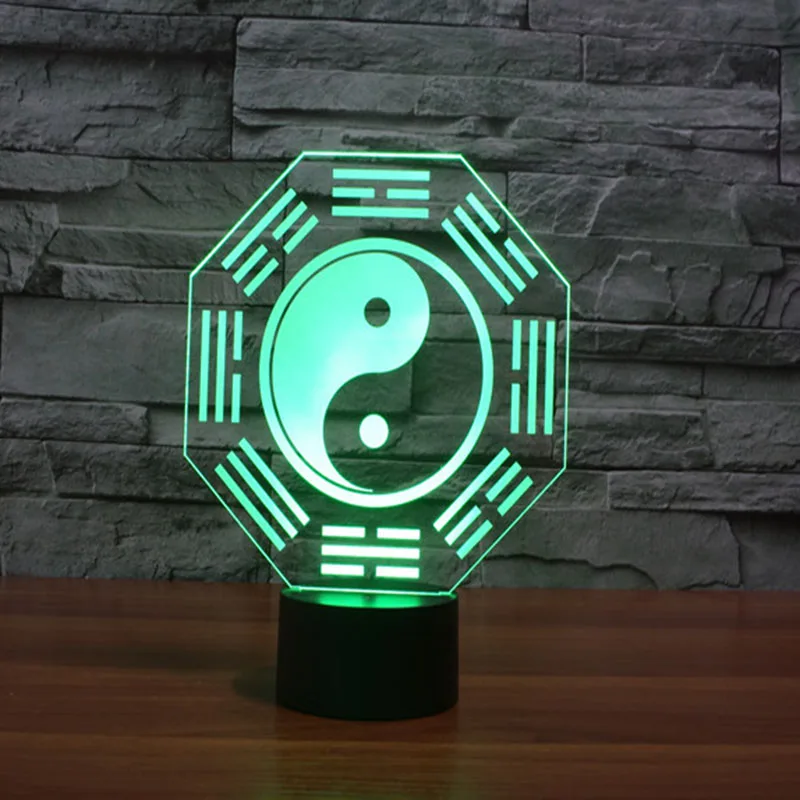 Китайский Tai Chi таблоидная карта ночник в дверь 7 цветов меняющий 3D строительный