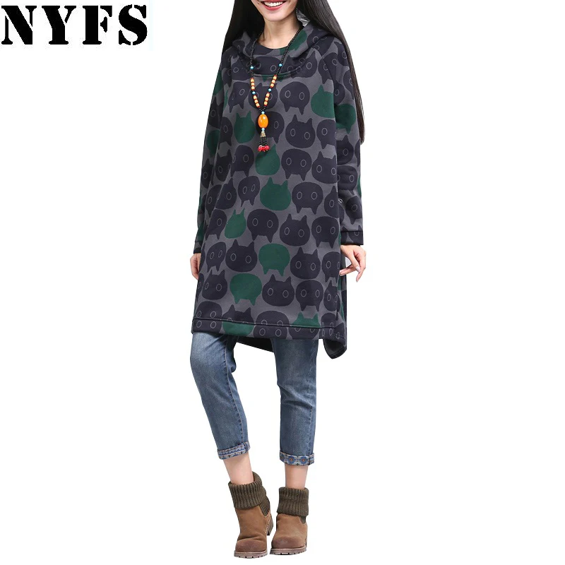 Women Hoodies Sweatshirts Winter Thickening Warm Cotton Fashion Female Cat Print Big Size Casual hoodies Dress
Women Hoodies Sweatshirts Winter Thickening Warm Cotton Fashion Female Cat Print Big Size Casual hoodies Dress