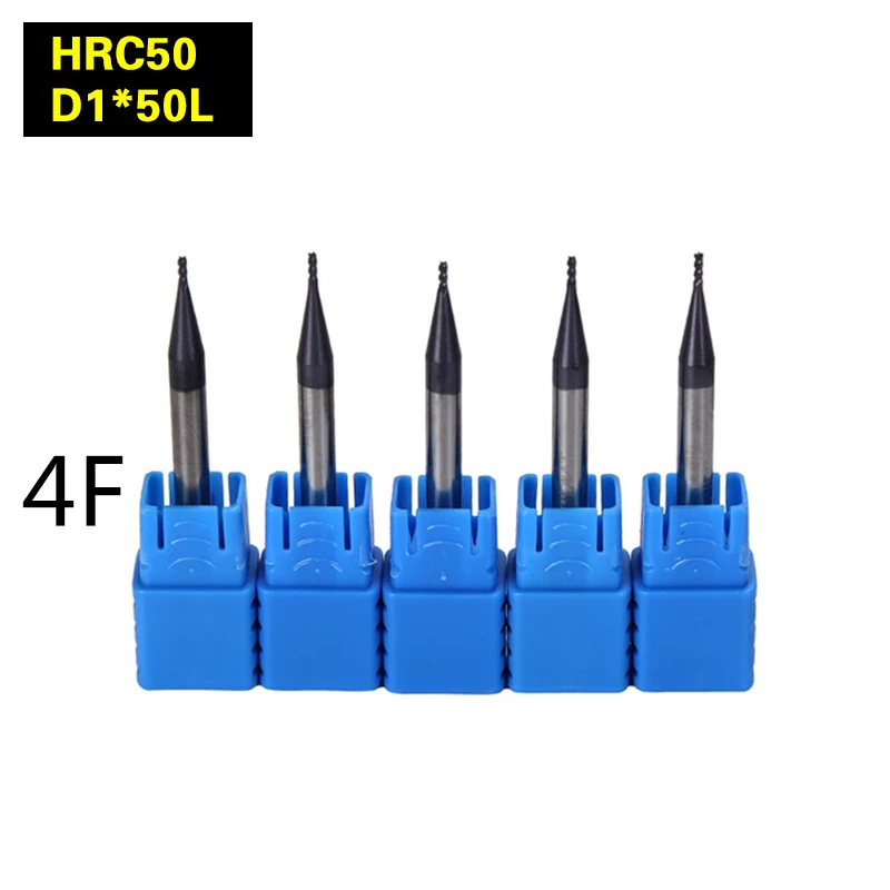 5 шт. 4F D1 * 50L HRC50 материал из карбида плоскоугольные конец фрезы с плоским