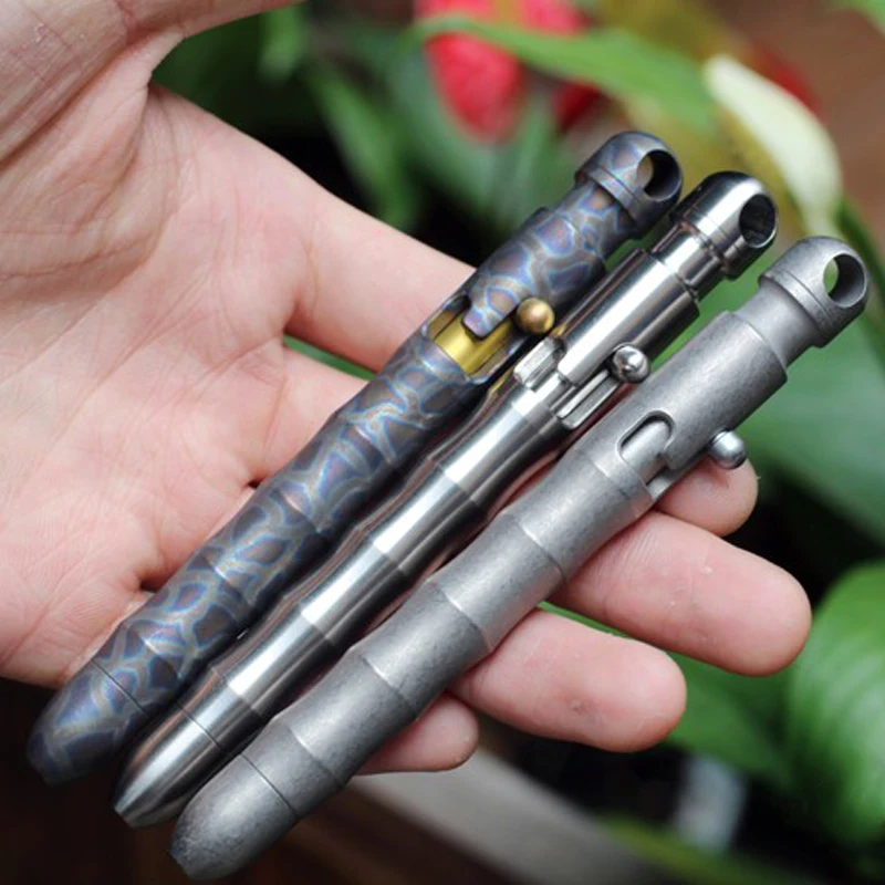 

1PC Portable Titanium Alloy TC4 Flame Bolt Bamboo Pen Outdoor Emergency Pocket EDC Survival Military Tactical Self-defense Pen
