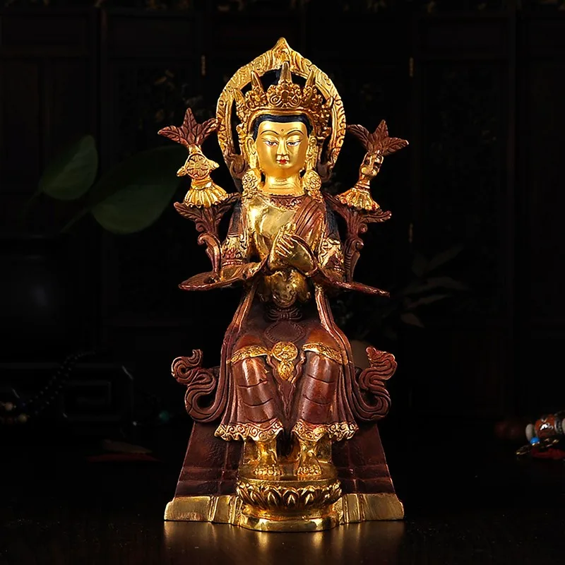 

Специальное предложение статуя Будды #21 см # Тибетский буддизм Jampa Будда Maitreya позолоченная латунная статуя # домашний талисман