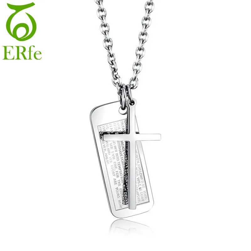 ER 2018 титана Иисуса Креста Neckless Мужчины лорды молитвенный кулон христианские
