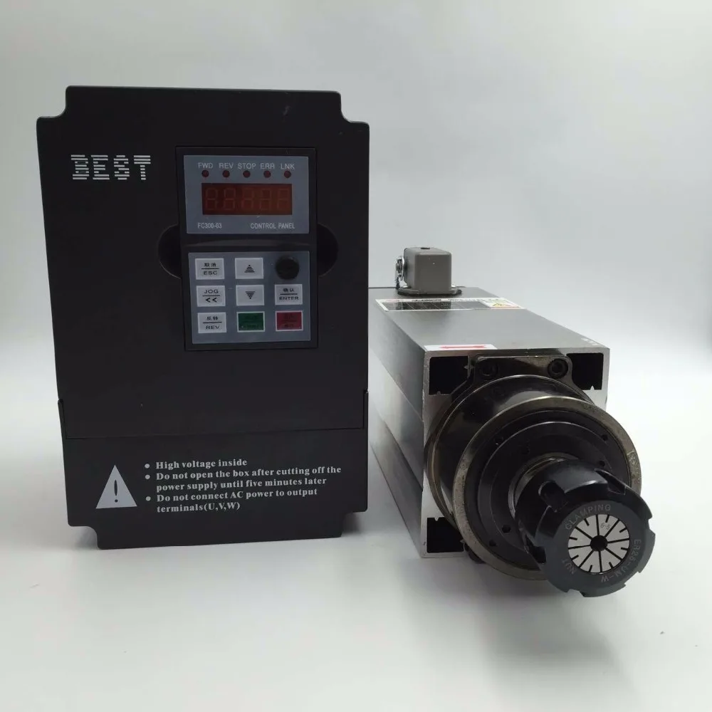 2.2KW 220V CNC Spindle Motor Kit 4 Bearings Air-cooled 18000rpm ER25 AC Spindle Motor + 2.2KW VFD Inverter One Year Warranty
2.2KW 220V CNC Spindle Motor Kit 4 Bearings Air-cooled 18000rpm ER25 AC Spindle Motor + 2.2KW VFD Inverter One Year Warranty