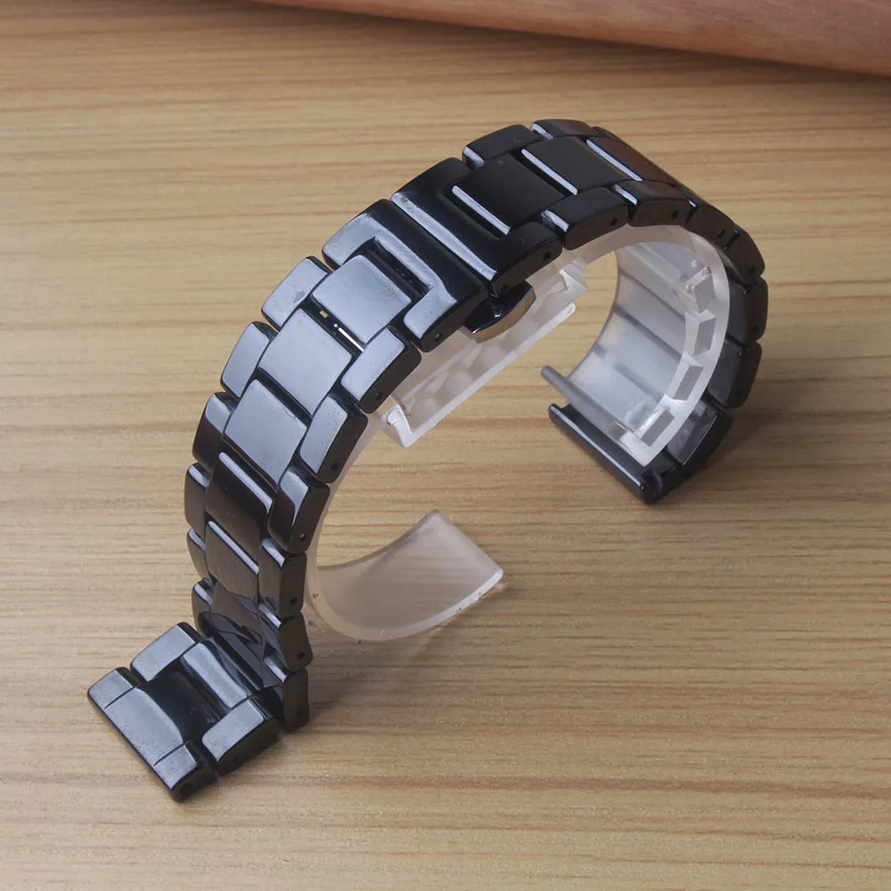 

Polished Ceramic Watchbands 14mm 15mm 16mm 17mm 18mm 20mm 22mm Quick release spring bars wrist straps bracelet Watch strap black