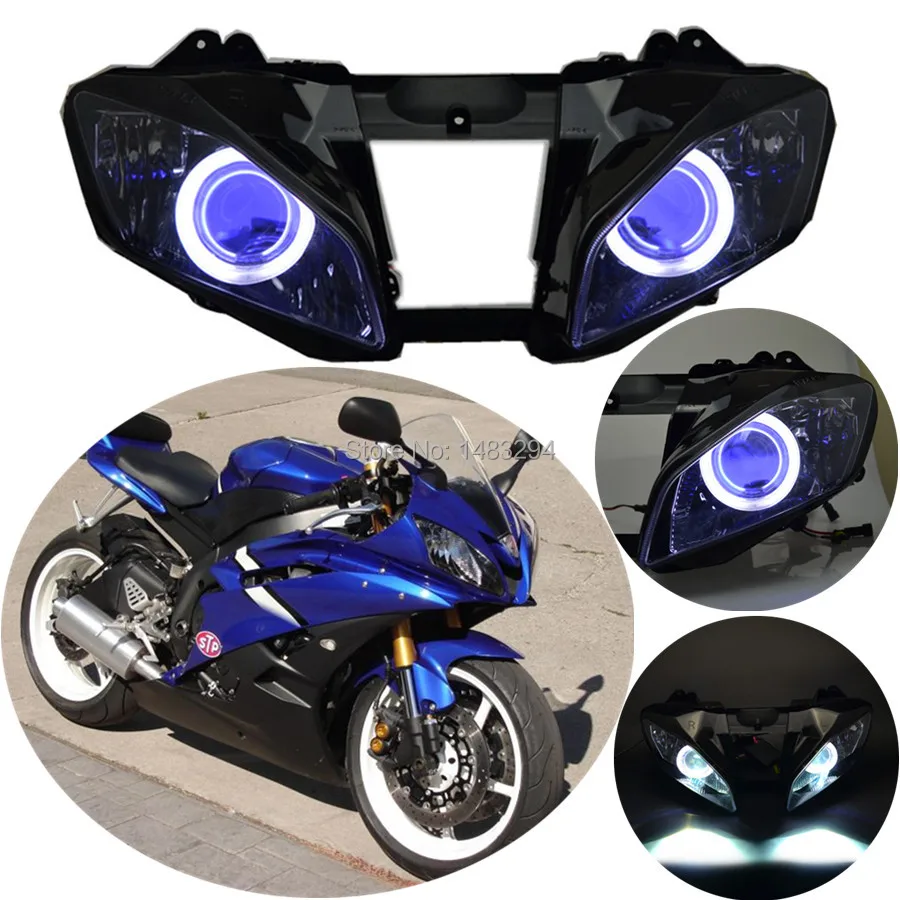 Assembled Custom Modified Projector Conversion Headlight HID White Angel& Blue Demon Eyes Fit For Yamaha YZF R6 2006-2007
Assembled Custom Modified Projector Conversion Headlight HID White Angel& Blue Demon Eyes Fit For Yamaha YZF R6 2006-2007