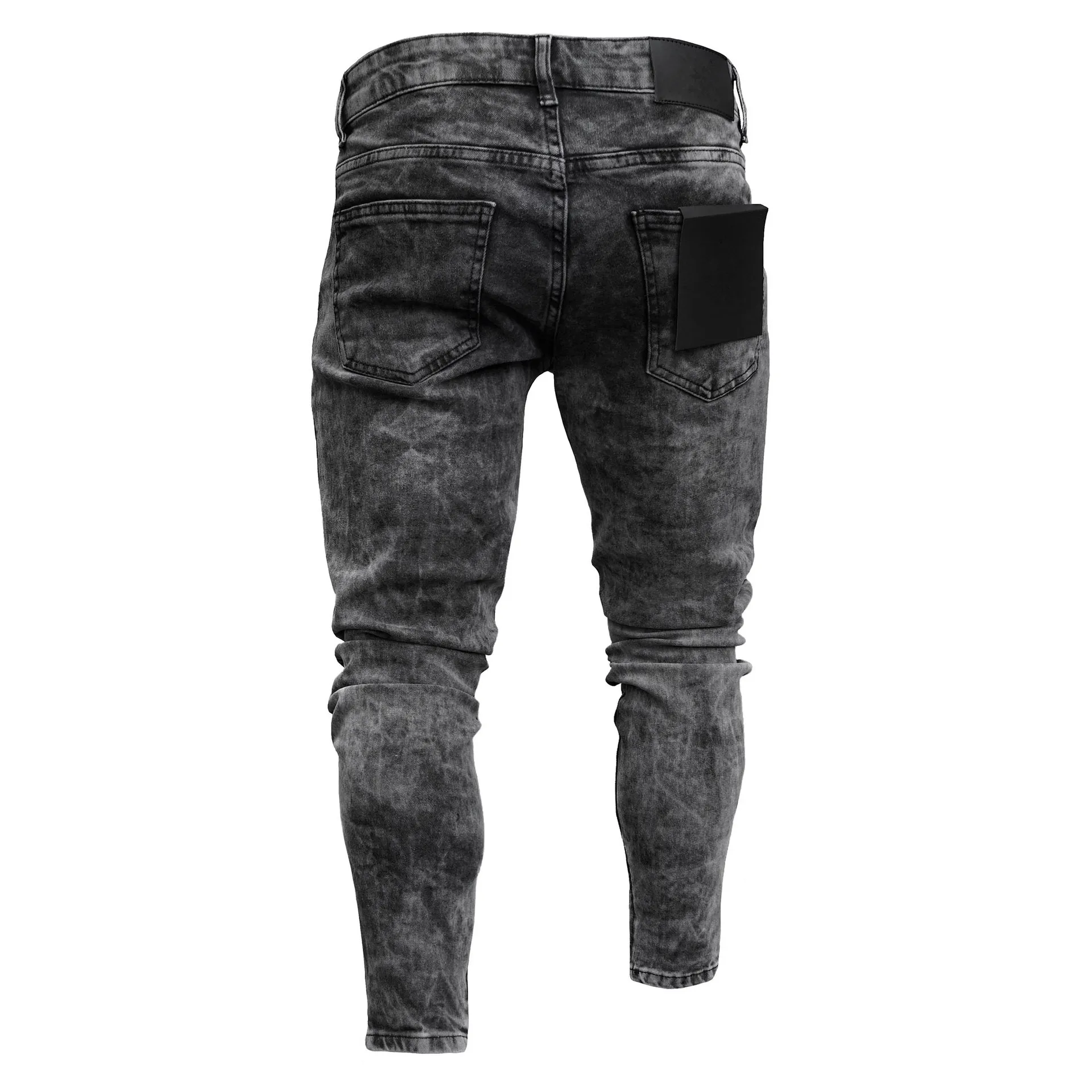 

Men's Ripped Biker Jeans Skinny Motorcycle Destroyed Distressed Pencil Jeans Runway Slim Racer Biker Jeans Fashion Hiphop jean