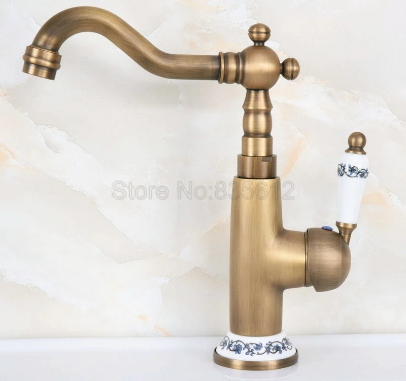 Antique Brass Swivel Spout Kitchen & Bathroom Faucet Wash Basin Mixer Sink Taps Single Handle Single Hole Faucets Wnf605
Antique Brass Swivel Spout Kitchen & Bathroom Faucet Wash Basin Mixer Sink Taps Single Handle Single Hole Faucets Wnf605