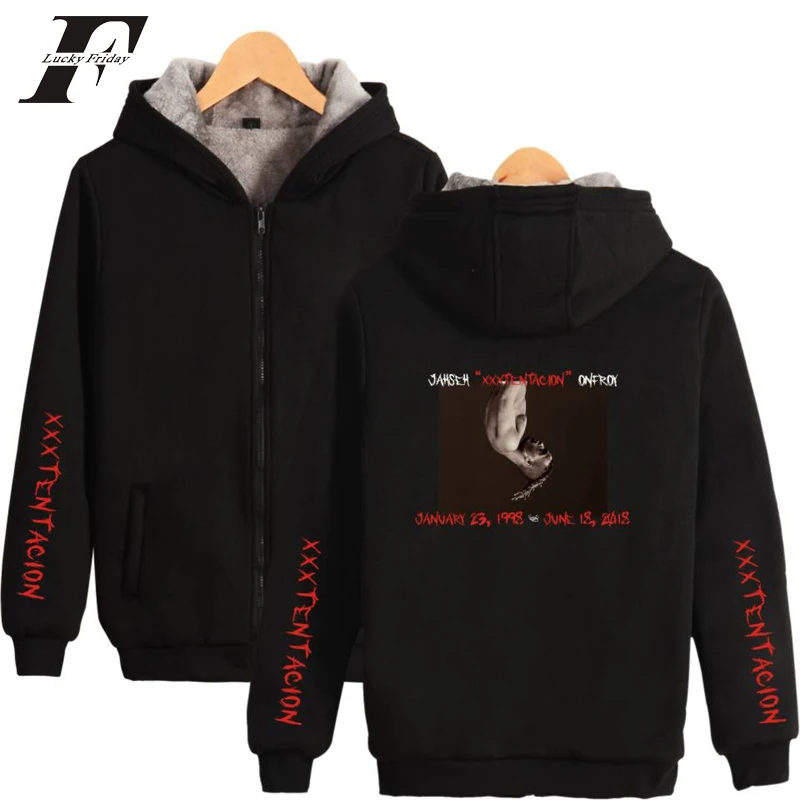 LUCKYFRIDAYF 2018 R.I.P. Xxxtentacion толстовки зимние утолщенные флисовые теплые мужские пальто