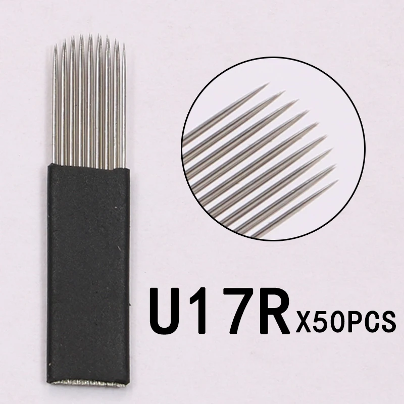 50pcs Black Microblading Permanent Makeup Eyebrow Tattoo 3D Embroidery 17 Double Row Needles U-Shape Manual Pen Blades Pins
50pcs Black Microblading Permanent Makeup Eyebrow Tattoo 3D Embroidery 17 Double Row Needles U-Shape Manual Pen Blades Pins