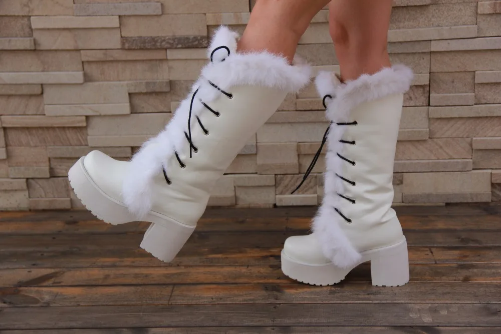 Winter Lolita Girls Russian Boots With White Cony Hair Shoes High Heels Leather Thick Bottom Boots Women Lace-Up Platform Boots
Winter Lolita Girls Russian Boots With White Cony Hair Shoes High Heels Leather Thick Bottom Boots Women Lace-Up Platform Boots