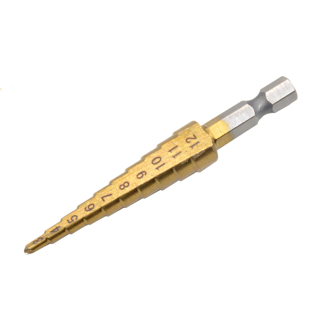 Hot Sale 1pcs/lot Titanium Step Drill Bits 3-12 drill HSS Power Tools HSS Wood Metal Drilling
Hot Sale 1pcs/lot Titanium Step Drill Bits 3-12 drill HSS Power Tools HSS Wood Metal Drilling