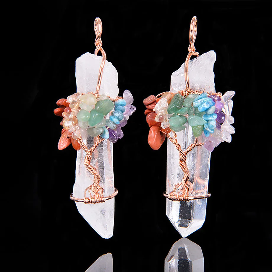 Natural White Crystal Big Pendant Reiki Chakra Tree of Life Rose Gold Color Handmade Wire Wrapped Pendant for Necklace D001
Natural White Crystal Big Pendant Reiki Chakra Tree of Life Rose Gold Color Handmade Wire Wrapped Pendant for Necklace D001