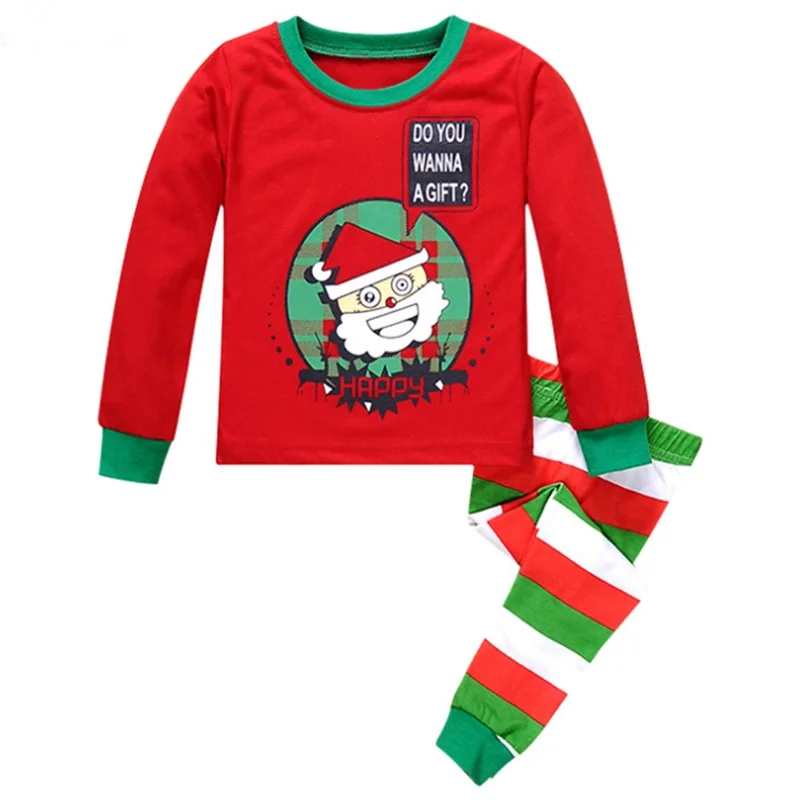 Пижамные костюмы для маленьких девочек рождественские детская футболка из 100%