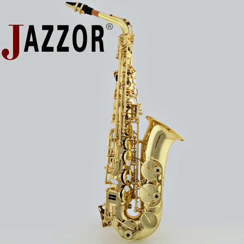 JAZZOR Профессиональный альт саксофон JBAS 200 E плоский золотой лак Латунные духовые