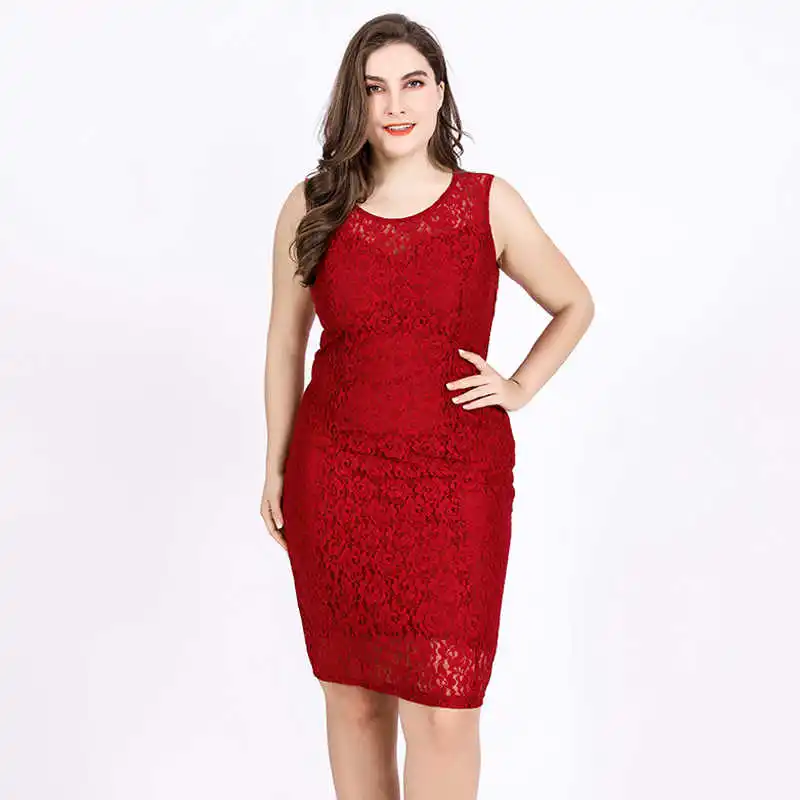 6XL Sleeveless Summer Tnk Dress Sheath Bodycon Lace Dress Midi Hollow Out Sexy Bandage Party Dresses Women Clothes T1825
6XL Sleeveless Summer Tnk Dress Sheath Bodycon Lace Dress Midi Hollow Out Sexy Bandage Party Dresses Women Clothes T1825