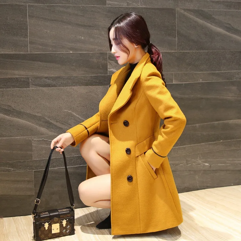 Autumn and winter new double-breasted slim mid-length women's lapel fashion woolen coat womens coats winter AL965
Autumn and winter new double-breasted slim mid-length women's lapel fashion woolen coat womens coats winter AL965