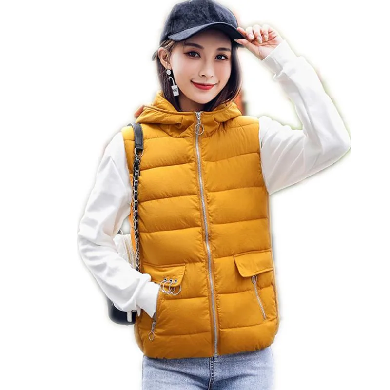 Women Vest 2019 New Fashion Short Women Down Cotton Waistcoat Female Hooded Slim Sleeveless Warm Vest Zipper Women Vest Q1183
Women Vest 2019 New Fashion Short Women Down Cotton Waistcoat Female Hooded Slim Sleeveless Warm Vest Zipper Women Vest Q1183