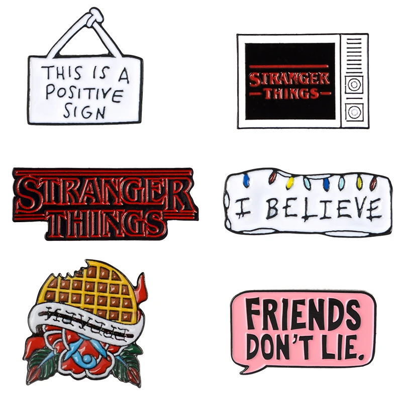 Stranger Things TV show Enamel Brooch Pin Eleven Waffles Don't Lie Friends I believe Badges Denim Jackets Jeans Pins Jewelry
Stranger Things TV show Enamel Brooch Pin Eleven Waffles Don't Lie Friends I believe Badges Denim Jackets Jeans Pins Jewelry