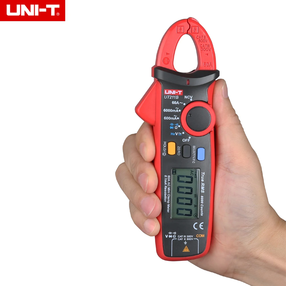 UNI-T UT211B High Resolution LCD True RMS Clamp Meters 60A & V.F.C. NCV Test Zero Mode Multifunction Multimeter
UNI-T UT211B High Resolution LCD True RMS Clamp Meters 60A & V.F.C. NCV Test Zero Mode Multifunction Multimeter