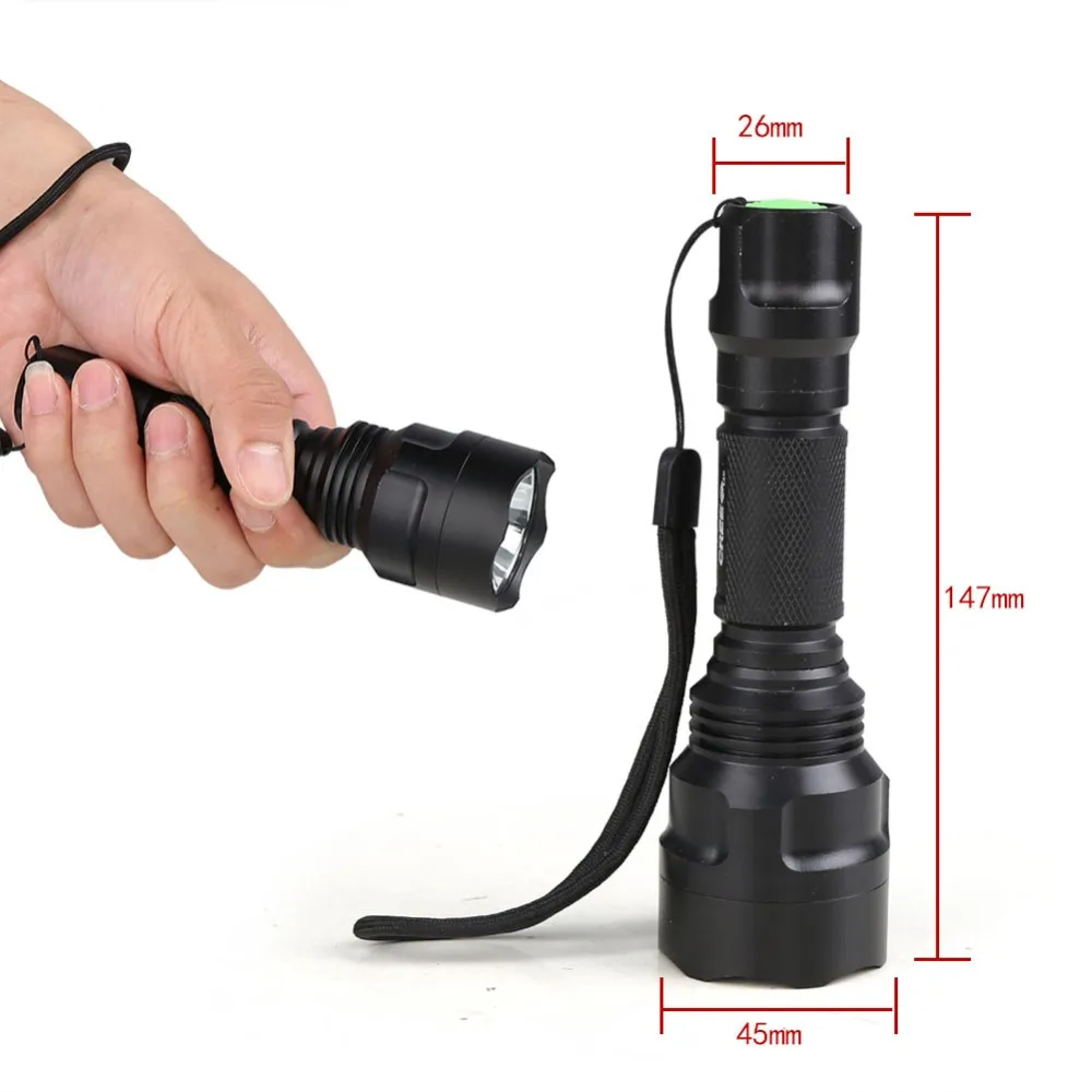 Anjoet C8 CREE XM-L T6 белый/зеленый/красный светодиодный тактический фонарик с батареей