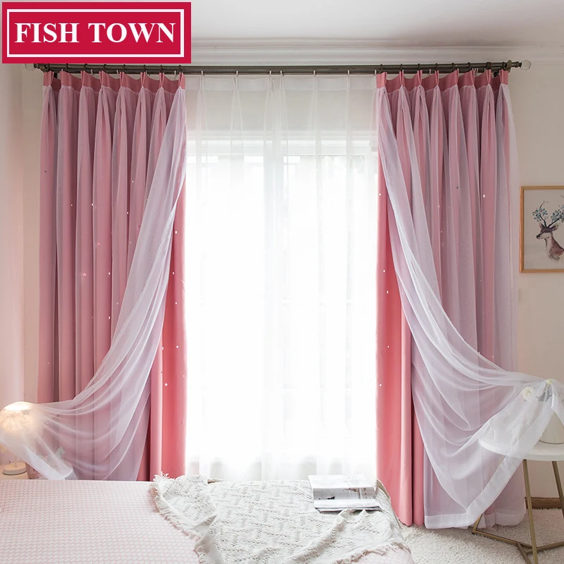 FISH TOWN Hollow Star Thermal Insulated Blackout Curtains for Living Room Bedroom Window Curtain Blind Stitched with white Voile
FISH TOWN Hollow Star Thermal Insulated Blackout Curtains for Living Room Bedroom Window Curtain Blind Stitched with white Voile