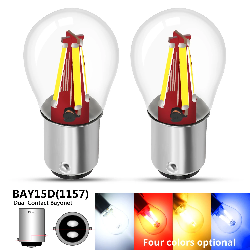 2pcs BAY15D 1157 P21 S25 LED Bulbs COB White Yellow Red Blue For Car Auto Reverse Backup Turn Signal Lights Tail Lights DC 12V
2pcs BAY15D 1157 P21 S25 LED Bulbs COB White Yellow Red Blue For Car Auto Reverse Backup Turn Signal Lights Tail Lights DC 12V