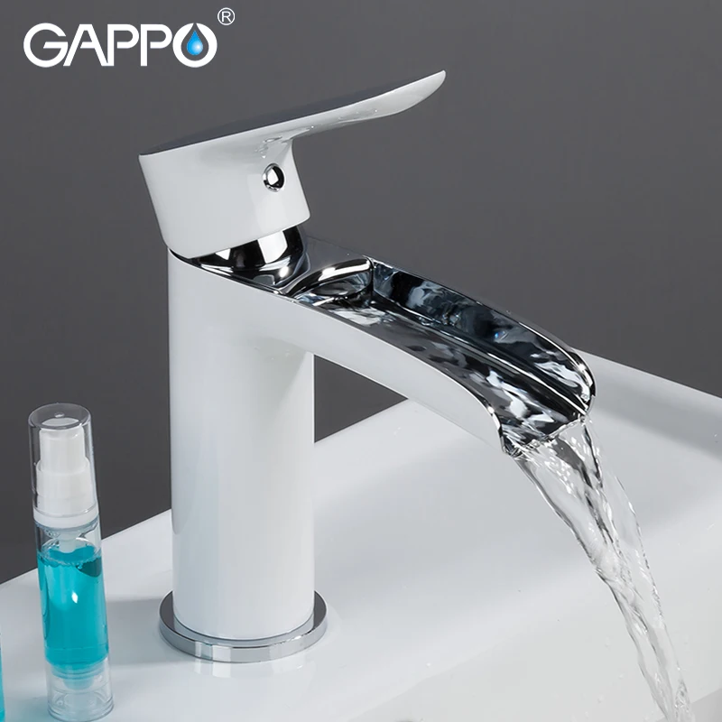 

Смеситель для раковины GAPPO, белый хромированный кран «Водопад», из латуни, для ванной комнаты